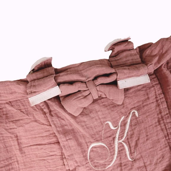 Muslin Car Seat Cover Pink Embroidered K - Picture 5 of 10